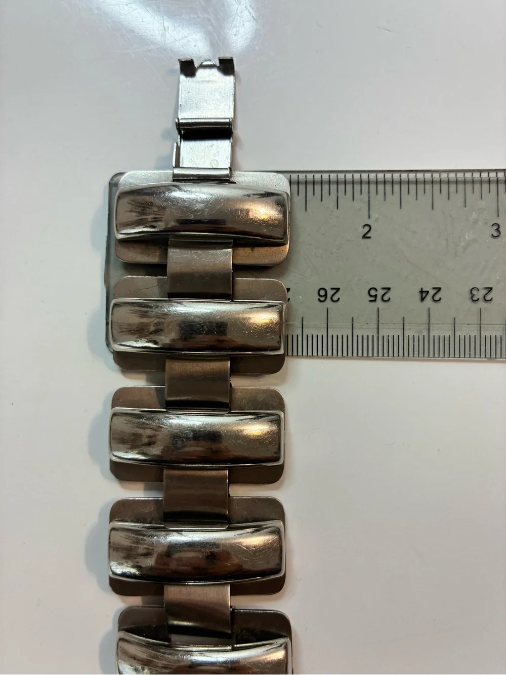 Silver-Tone Wide H-Link Bracelet Domed Rectangular Panels MCM Retro